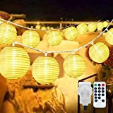 10M LED Lampions Lichterkette Außen Strom, Erweiterbar 8 modi Warmweiß 40er LED Lichterkette Lampion mit Fernbedienung & Stecker, Laterne Beleuchtung ...
