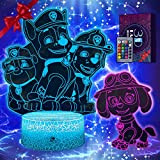 2 Stück Paw Dog Patrol Nachtlicht für Kinder ,3D LED Illusionslampe 16 Farbwechsel dimmbar Paw Dog Toy Jungen Geburtstag Weihnachtsgeschenke ...