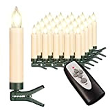 25 kabellose LED Kerzen mit Timerfunktion, Dimmer, flackernde Flamme und Fernbedienung | Innen und Außen | inkl. Batterien | warm-weiß