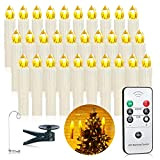 30er Kabellose Kerzen LED Weihnachtskerzen mit 6/18Timer,Flackernde Dimmbar,Weihnachtskerzen Christbaumkerzen mit Fernbedienung