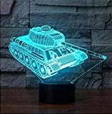 3D Panzer Illusions Lampen Tolle 16 Farbwechsel Acryl berühren Tabelle Schreibtisch-Nachtlicht mit für Kinder Schlafzimmer Geburtstagsgeschenke Geschenk changeant lumières LED