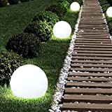 3x LED Solar Außen Steck Lampen Garten Erdspieß Kugel Rasen Leuchten weiß Globo 33770-3