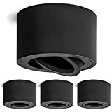 4 Stück linovum Aufbauspot SMOL extra flach schwenkbar in schwarz matt & rund - Decken Aufbauleuchte mit Ø 80 mm ...