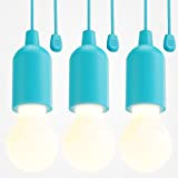 ABSINA LED Lampe batteriebetrieben blau - 3x Pull Light 1W mit Zugschalter inkl Batterien - kabellose Leuchte warmweiß - mobiles ...