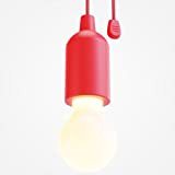 ABSINA LED Lampe batteriebetrieben rot - Pull Light 1W mit Zugschalter inkl Batterien - kabellose LED Leuchte warmweiß - mobiles ...