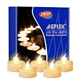 AGPTEK 24 Warm weiß Flackernde Flammenlose LED Teelicht Kerzen mit Timer-Funktion (Auto 6 Stunden On und 18 Stunde Off nach ...