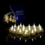 AGPTEK Flackernden LED Teelichter 24 Flammenlose Warmweiß Elektrische Kerzen inkl Batteriebetriebe，Dekoration für Weihnachten, Weihnachtsbaum, Ostern, Hochzeit, Party, 24Pcs