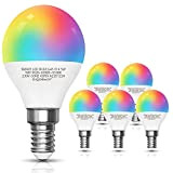 Aigostar 5 Stücke Smart LED WLAN-Glühbirne G45 E14, 5W Mehrfarbrige Dimmbare Smarte Lampe, Kompatibel mit Alexa und Google Home, 3000K-6500K ...