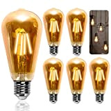 Aigostar Edison Vintage Lampe E27,6W LED Lampen Vintage Antike Glühlampe, Warmweiß 2200K, 600LM Dekorative Glühbirne, Ideale Birne für Nostalgie und ...
