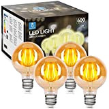 Aigostar LED E27 Vintage Glühbirne 4W (Ersetzt 35W), 400 Lumen, Warmweiss 2200K, Abstrahlwinkel 300°, G80 Edison Lampe Filament Retro Bernstein ...