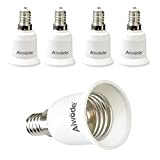 Aiwode E14 Fassung auf E27 Sockel Lampen Adapter, Lampen Sockel Konverter für LED,Glühlampen und CFL Lampen,Maximale Leistung 200W,0~250V,120 Grad Hitzebeständig,5er-Pack.