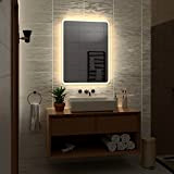 Alasta Spiegel | Osaka Badspiegel 80x130cm mit LED Beleuchtung | LED Farbe Weiß Warm | Badspiegel mit LED Beleuchtung