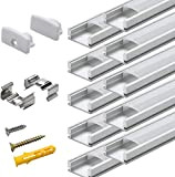 Aluminium LED Profil - 10x1meter Alu-Profil U-form für LED-Streifen mit Komplettes Montagezubehör
