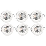 Amazon Basics - LED-Einbaustrahler, 3 W, rund, 70 mm (Einbau-Durchmesser), 4000 K, Kaltweiß, 6 Stück