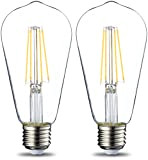Amazon Basics LED-Leuchtmittel im Vintage-Stil, ST64, Edison-Sockel E27, 7 W (entspricht 60-W-Glühbirne), nicht dimmbar, klares Filament, 2 Stück