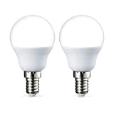 Amazon Basics LED-Leuchtmittel in Tropfenform (P45), kleines Edison-Schraubgewinde E14, 5,5 W (entspricht 40-W-Glühbirne), Warmweiß, nicht dimmbar, 2 Stück