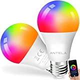 ANTELA Alexa Glühbirne E27 9W, Smart WLAN LED RGB Dimmbare Birne Lampe, App Steuern Kompatibel mit Google Home, Warmweiß (2700K) ...