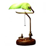 Antike Klassische Bankers Schreibtischlampe/Retro LED Tischlampe/Büro Leselampe mit grünem Glasschirm Schwenkkopf (mit 5W LED-Lampe)