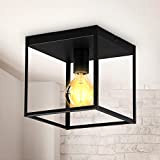 B.K.Licht - 1-flammige LED Deckenlampe - Deckenleuchte mit Käfig - LED Lampe aus Metall in schwarz matt - E27 Fassung