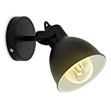 B.K.Licht I 1-flammige Retro Wandlampe I schwenkbar I Industrial Design I Vintage I Wandspot I schwarz-weiß I E27