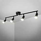 B.K.Licht – schwenkbare Deckenlampe – 605x105 mm, Schwarz, drehbare Spotlampe, warmweiße Lichtfarbe, 4 flammig, inkl. Leuchtmittel