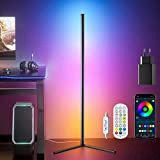 bedee RGB LED Stehlampe Wohnzimmer Dimmbar, Ecklampe RGB mit Fernbedienung und APP, Mehrfarbig Farbwechsel LED Stehleuchte für Schlafzimmer, Spielzimmer, Wohnzimmer, ...