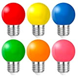 Belaufe E27 1W LED Bunt Glühbirne, LED Farbige Leuchtmittel, Dekorative LED Lampe für Terrassen Biergärten, Gemischte Farben Rot Gelb Grün ...
