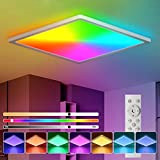BLNAN LED Deckenleuchte RGB Dimmbar mit Fernbedienung, 24W Deckenlampe Panel mit Farbwechsel,3000K-6500K 2400lm Modern Quadrat Lampe für Wohnzimmer Schlafzimmer Kinderzimmer ...