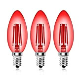 Bonlux E14 LED Kerze Birne SES Rot Glühfaden 4W Kleine Edison Screw Antike Kerze-Glühbirnen Ersatz zu 40W Glühlampe (3 Stück)