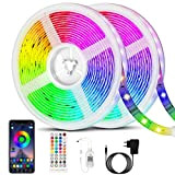 Bonve Pet LED Strip 20m, Bluetooth RGB LED Streifen, Farbwechsel LED Lichterkette mit Fernbedienung, App-Steuerung, Musikmodus, Timer-Einstellung, Dimmbar, LED Band ...