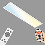 BRILONER Leuchten - Smarte LED Deckenleuchte, funktioniert mit Amazon Alexa, Wifi Deckenlampe Ultra Flach, CCT, Dimmbar, Sprachsteuerung, Weiß, 1000x250x66 mm ...
