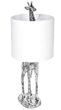 Brubaker Tisch- oder Nachttischlampe Giraffe Afrika - Tischleuchte mit Keramikfuß und Stoffschirm - 51.5 cm Höhe, Schwarz Weiß