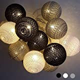 Ciskotu Cotton Ball Lichterkette Batteriebetrieben - 3,3M 20 LED Kugel Lichterketten Innen Wandleuchte Weihnachtsbeleuchtung Deko für Hochzeit, Zimmer, Home, Party