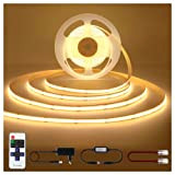 Cob LED Streifen 5m Dimmbar Led Strip Warmweiss 3000K Lichtband mit Fernbedienung Wasserdicht 24v Selbstklebend Lichtleiste Hintergrundbeleuchtung Licht Band für ...