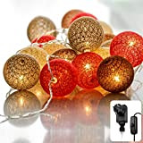 CozyHome led Lichterkette Cotton Balls braun für innen mit Stecker | 6 Meter 20 LED warmweiss | lichterketten für zimmer ...