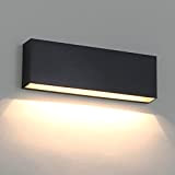 DAWALIGHT IP65 Wasserdichte Wandleuchte Wandfluter Aussen LED 6W 3000K Warmweiß, Plastik Außenwandlampe Dunkelgrau Rechteckig