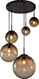 Design Decken Pendel Leuchte Glas Kugeln amber Wohn Zimmer Hänge Lampe brau Globo 15865-5, bunt, medium