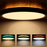 Dexnump LED Deckenleuchte Flach Dimmbar Deckenlampe LED mit Fernbedienung 30W 3000Lm 30cmx 2.5cm RGB Farbwechsel Backlight 10W IP44 Spritzfest für ...