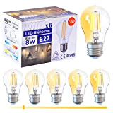 DGE E27 LED Dimmbar Lampe Warmweiss, 8W 850 Lumen 2700K E27 Glühbirne, Ersetzt 100W, 360° Abstrahlwinkel Energiesparlampe, 6er Pack