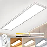 Dimmbar LED Panel Deckenleuchte 120x30 cm mit Fernbedienung, 40W Super Deckenpanel Lampe mit Direkt Stark Leuchtkraft Licht, Warm Natur Kalt ...