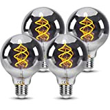 Dimmbare Glühbirnen Edison Vintage Dexnump E27 LED Vintage 4 Stück Warmweiß 2200K Retro Glühbirne Ø8*12CM 4W 200Lm Rauchglas Gewundene LED ...