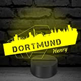 Dortmund Skyline Geschenke Fanartikel mit Namen Gravur 3D LED Lampe