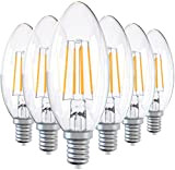 E14 LED Lampe LED Kerze lampen Dimmbare, Energiesparlampe 6W (entspricht 60W), B35 Glühbirne, 2700K Warmweiß Leuchtmittel, 6er-Pack