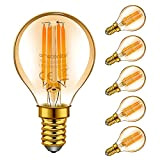 emotionlite E14 LED Vintage Lampe,LED Filament Glühlampen,4W (40W Equivalent),Bernstein Glühen,2200K,E14,Golfball P45/G45,6 Stück