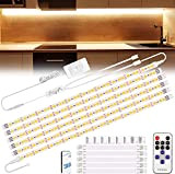 Enteenly LED Strip Warmweiss 3m, Unterbauleuchte Lichtleiste Küche Unter Kabinett LED Licht Kit mit RF Fernbedienung für Vitrine, Küche, Schreibtisch, ...