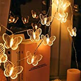 EONANT Libelle Lichterkette 10 Fuß 20 LED Retro Kupferdraht Schmetterling Lichterkette, batteriebetriebene Weihnachtsbaum Garten Hochzeit Weihnachtsdekoration und Sommerbeleuchtung (Schmetterling)