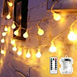 Eruibos Van [80 LED] Lichterkette Kugel, 12M Globe Lichterkette Batterie mit Fernbedienung 8 Modi IP65 Wasserdicht für Weihnachten, Garten, Balkon,Camping, ...