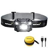Everbeam H6 Pro LED Stirnlampe mit Bewegungssensor, 650 Lumen, 30 Stunden Laufzeit, 1200 mAh Akku, wiederaufladbar, wasserdicht, USB-Kopflampe, Taschenlampe, für ...