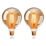 EXTRASTAR Edison Vintage Glühbirne, G95 E27 LED Filament Lampe, 4W Ersetzt 40W Glühlampe, 400 LM, 2200K Warmweiß, Amber Glas, Nicht ...