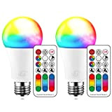 Farbwechselnde LED-Glühbirne, 120 Farben, 70-Watt-Äquivalent, DIY-Blitz, warmweißes 2700K-RGB mit Fernbedienung, LED 10W A60 E27-Schraube (2er-Pack)